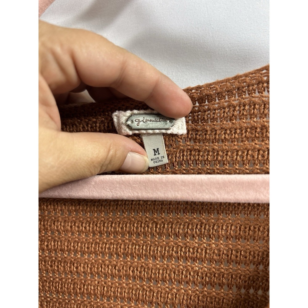 Gimmick by BKE Copper Ribbed Bodysuit M Cottagecore Boho Festival Fall Knit - Picture 3 of 10